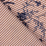 Vichy Algodón Teja Flocado Floral Marino - Ribes y Casals