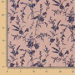 Vichy Algodón Teja Flocado Floral Marino - Ribes y Casals