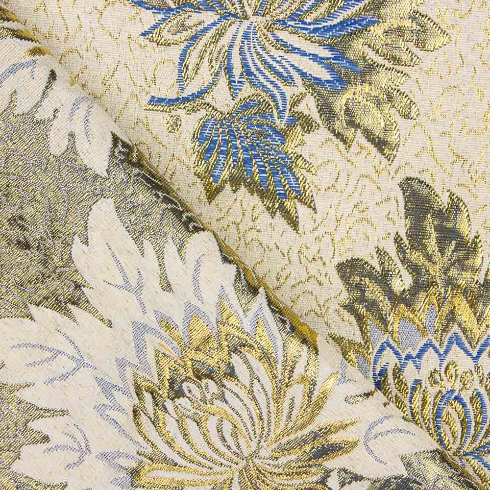 Brocado Lurex Flor Azulón Dorado - Ribes y Casals