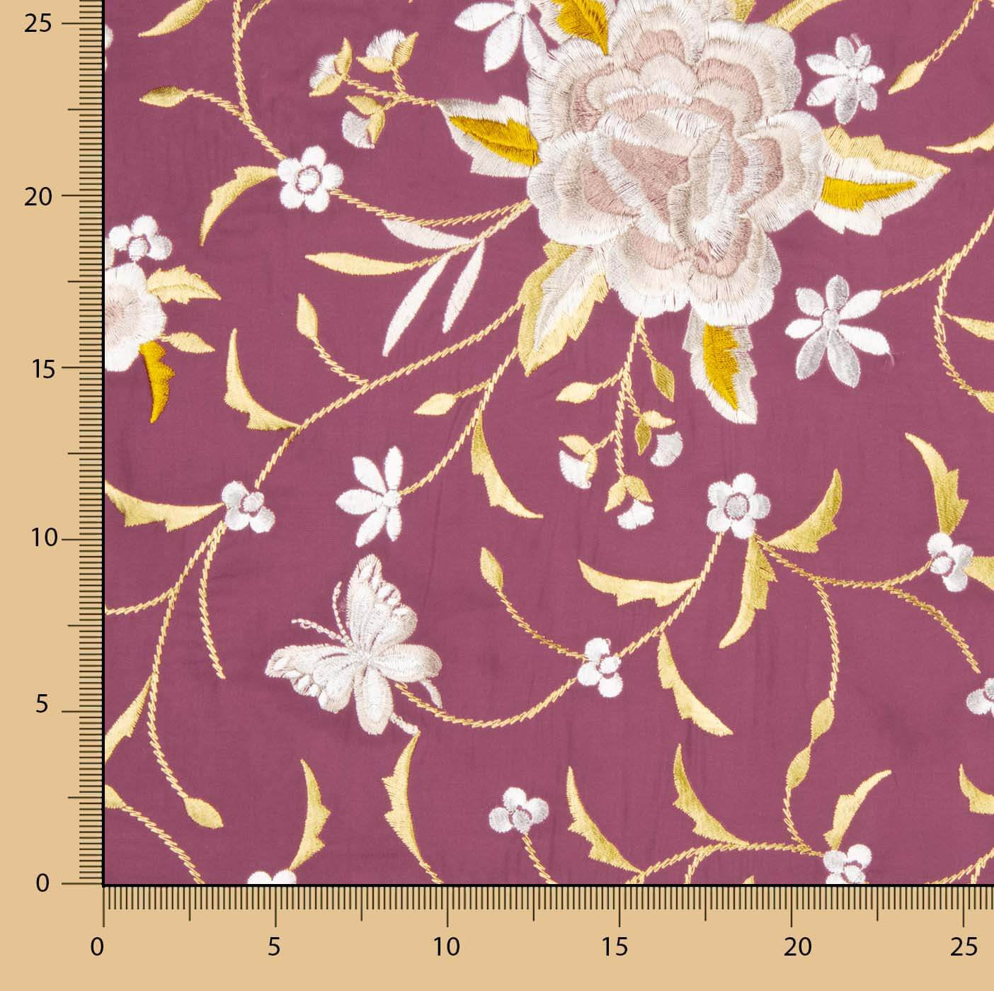 Tencel Bordado Mantón Burdeos Claro - Ribes y Casals