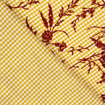 Retal Vichy Algodón Ocre Flocado Floral Grana - Varias medidas x ancho de 150 cm - Ribes y Casals