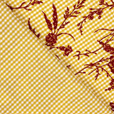 Retal Vichy Algodón Ocre Flocado Floral Grana - Varias medidas x ancho de 150 cm - Ribes y Casals