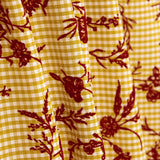 Retal Vichy Algodón Ocre Flocado Floral Grana - Varias medidas x ancho de 150 cm - Ribes y Casals