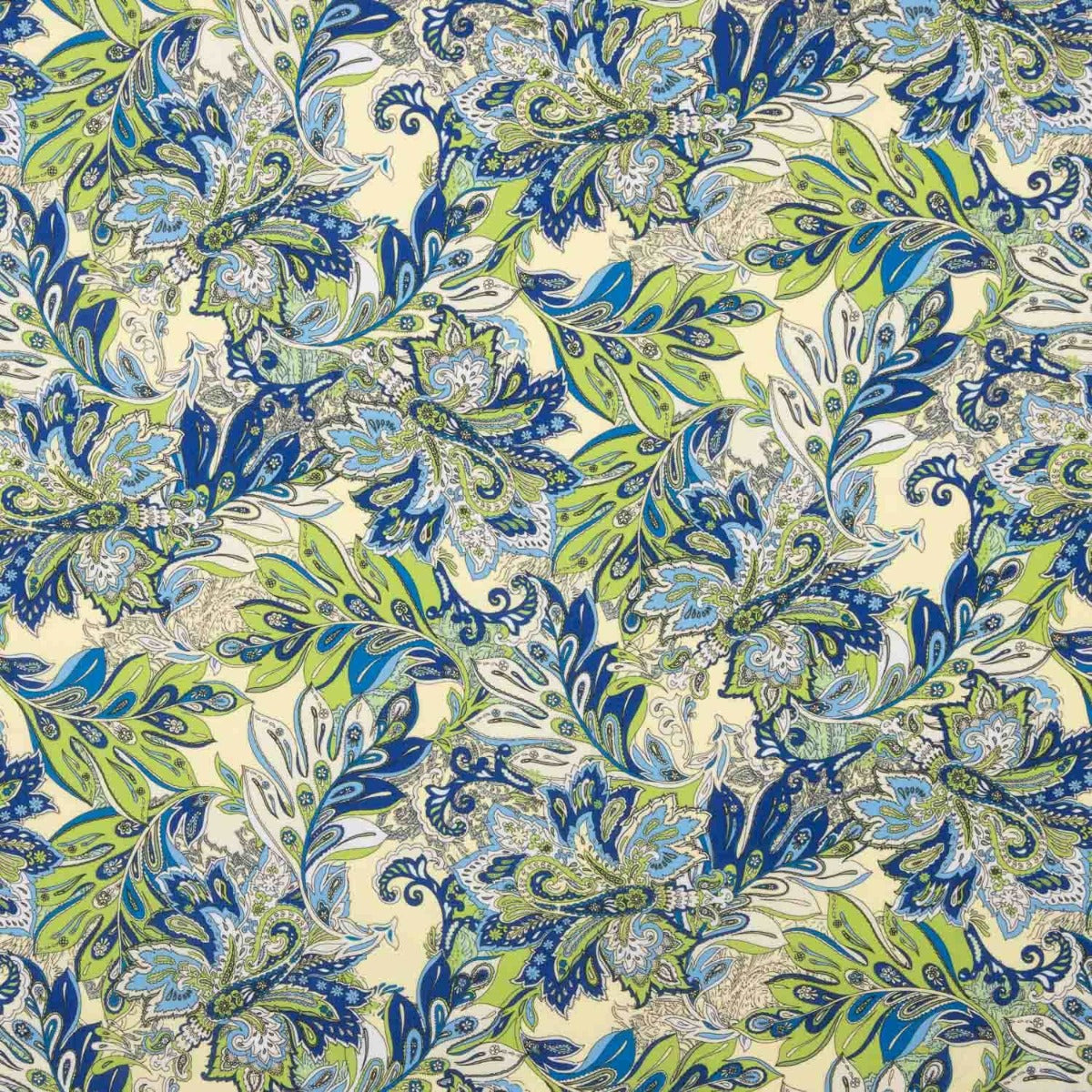 Crêpe Ligero Estampado Paisley Verde Azul - Ribes y Casals