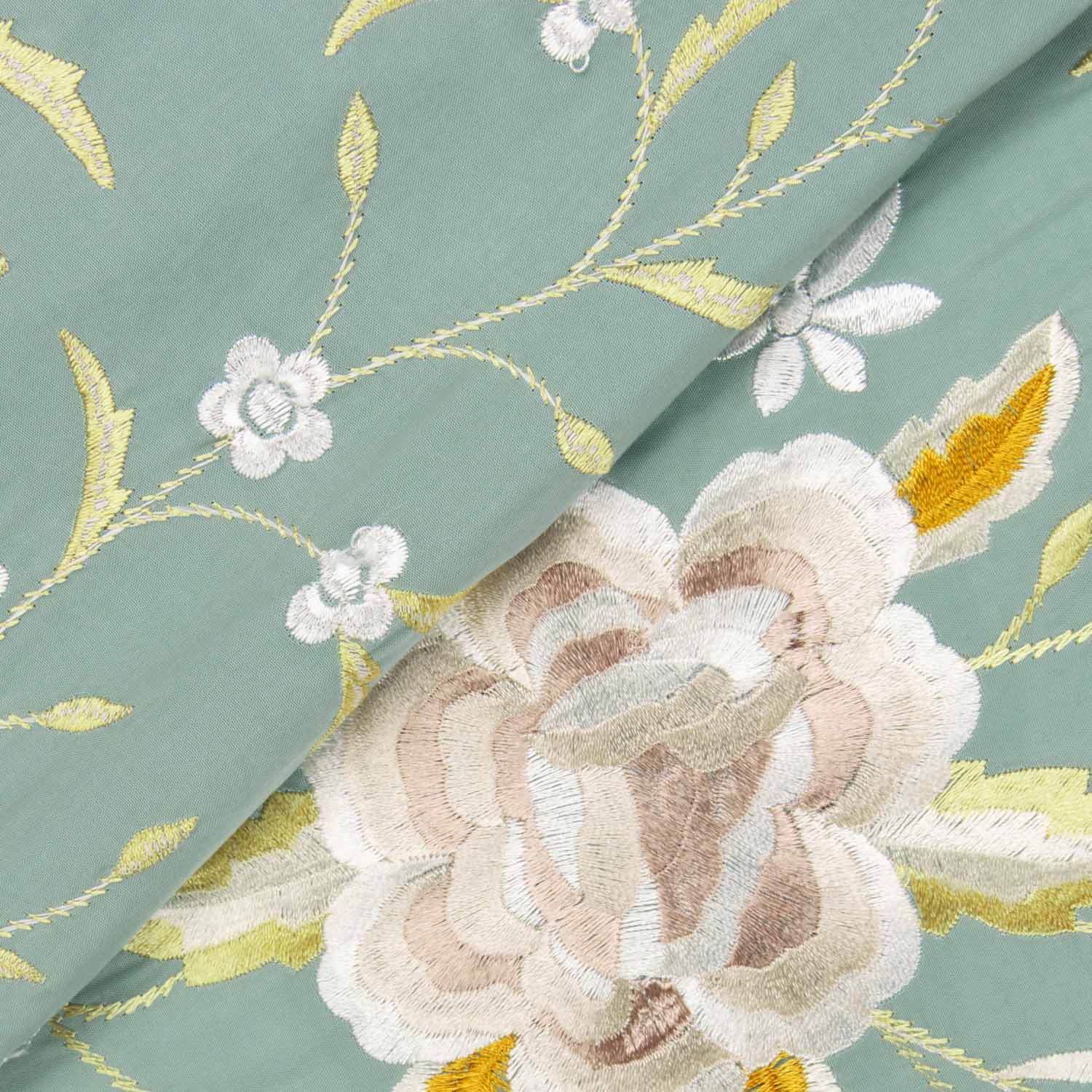 Tencel Bordado Mantón Verde Mineral - Ribes y Casals