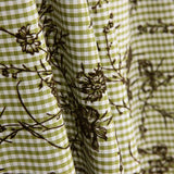 Vichy Algodón Oliva Flocado Floral Caqui - Ribes y Casals