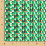 Crêpe Ligero Estampado Retro Verde Menta - Ribes y Casals
