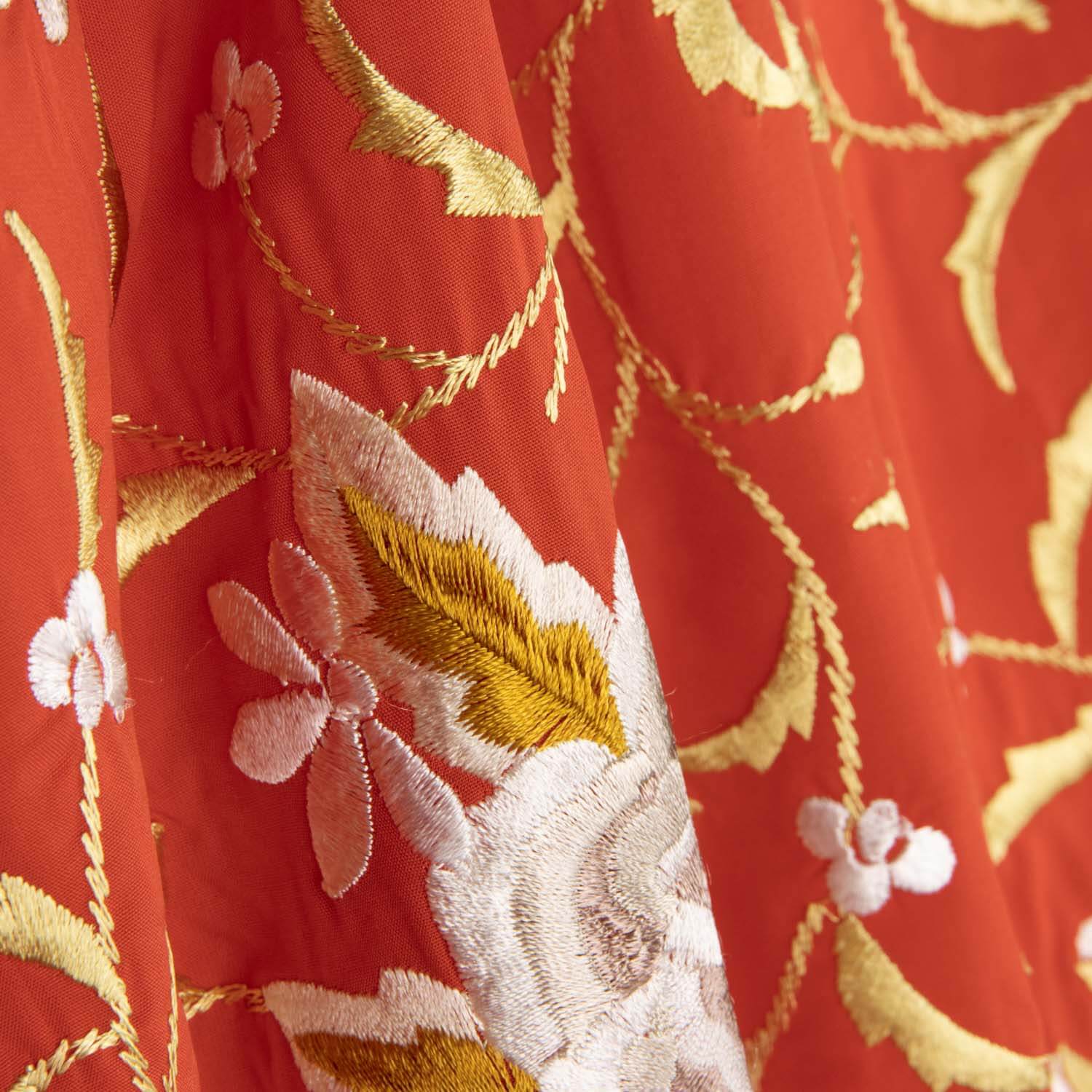 Tencel Bordado Mantón Rojo - Ribes y Casals