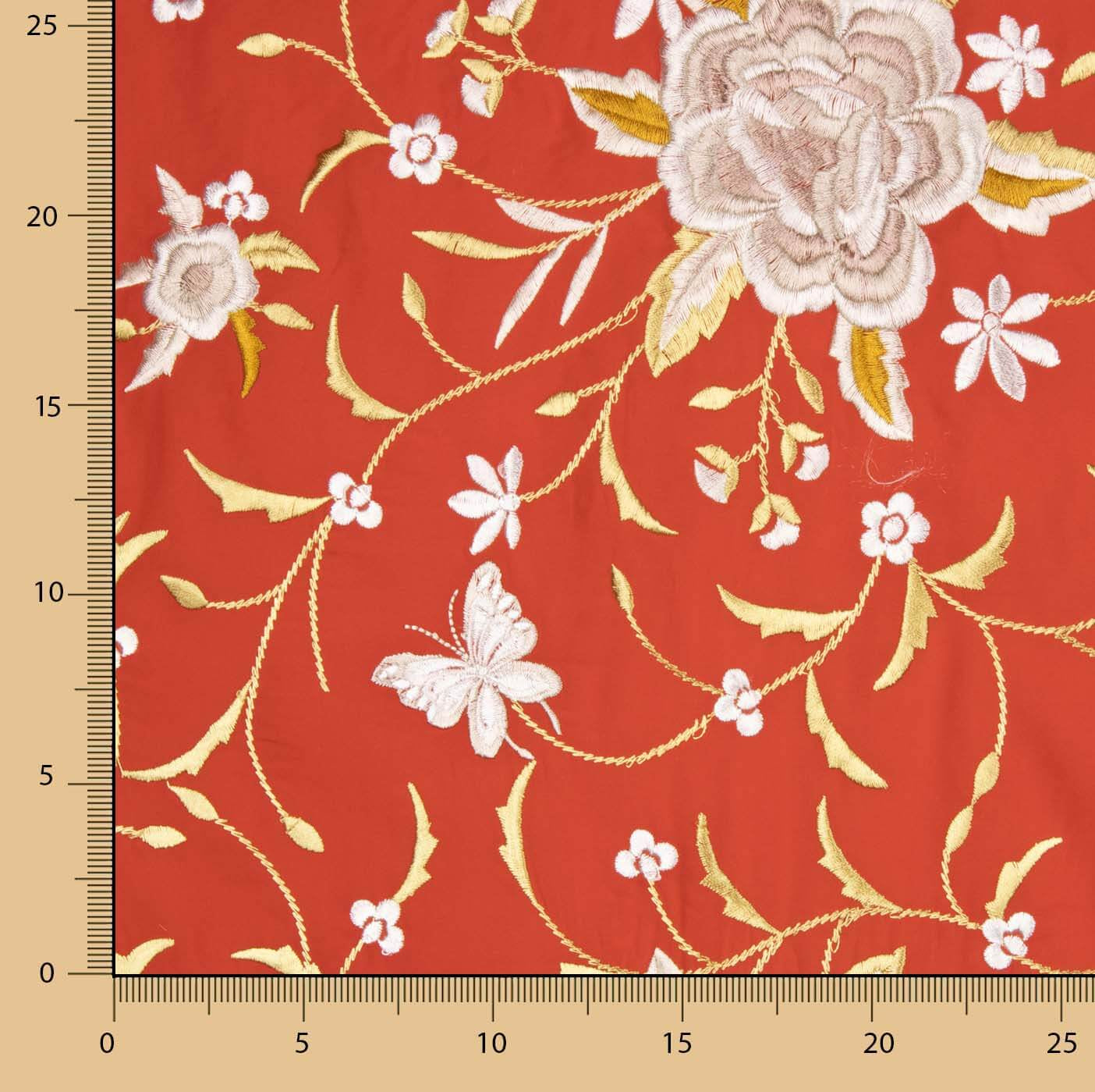 Tencel Bordado Mantón Rojo - Ribes y Casals