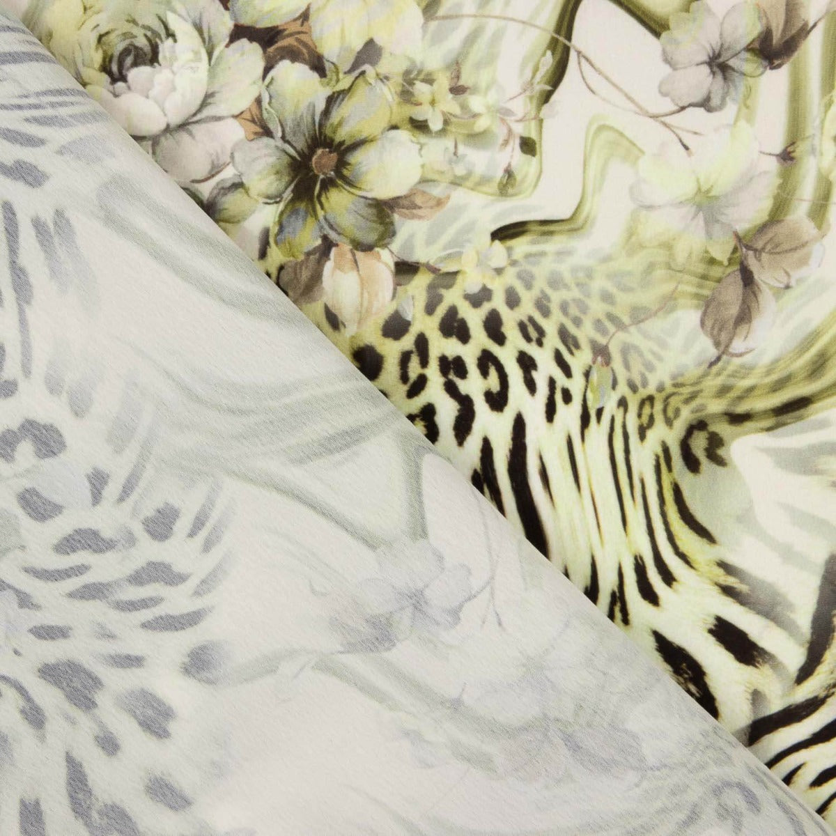 Crêpe Ligero Estampado Animal Print Floral Verde - Ribes y Casals