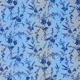 Vichy Algodón Azul Flocado Floral Marino - Ribes y Casals