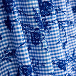 Vichy Algodón Azul Flocado Floral Marino - Ribes y Casals