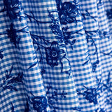 Vichy Algodón Azul Flocado Floral Marino - Ribes y Casals