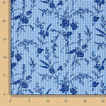 Vichy Algodón Azul Flocado Floral Marino - Ribes y Casals