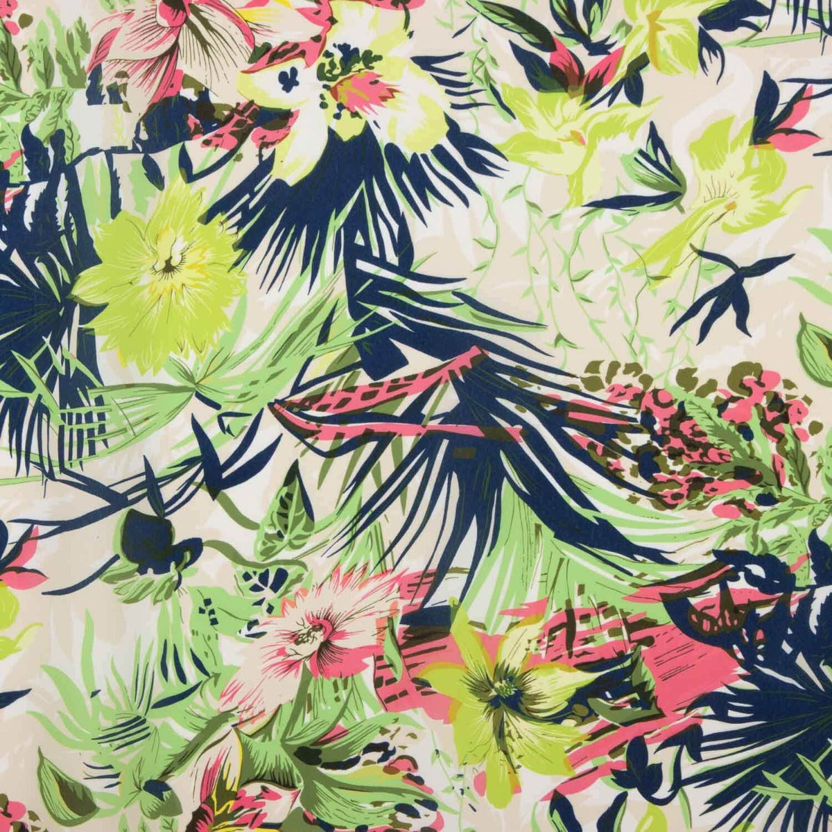 Crêpe Ligero Estampado Floral Neón - Ribes y Casals