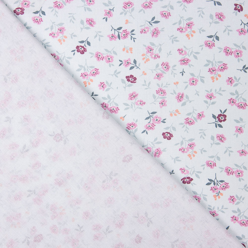 Popelín Algodón Flores Nerea Azul Claro - Ribes y Casals