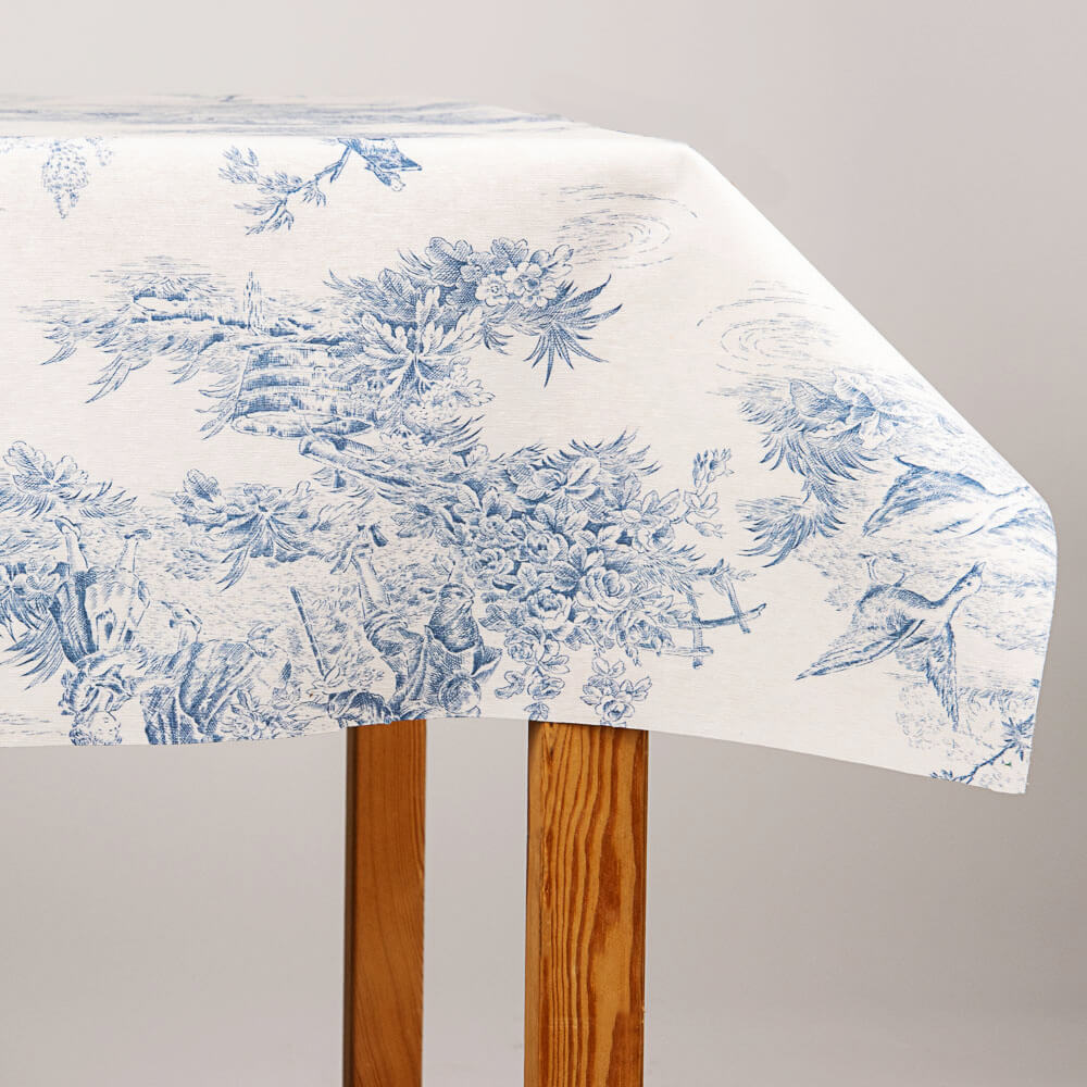 Mantel Resinado Antimanchas Toile de Jouy Azul - Ribes y Casals