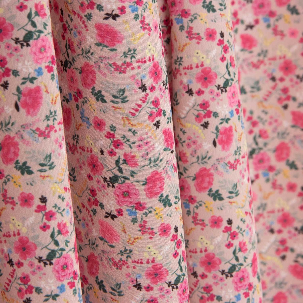 Crêpe Ligero Estampado Floral Mini Rosa Vintage - Ribes y Casals