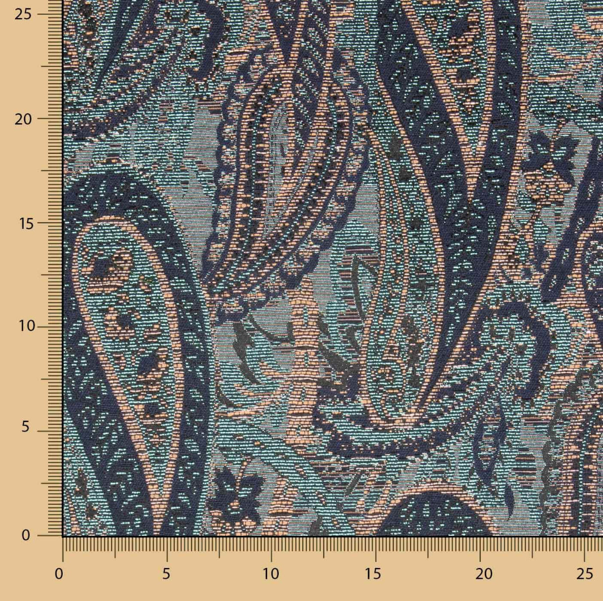 Brocado Cachemire Azul Coral - Ribes y Casals