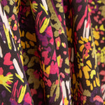 Crêpe Ligero Estampado Abstracto Fucsia Mostaza - Ribes y Casals