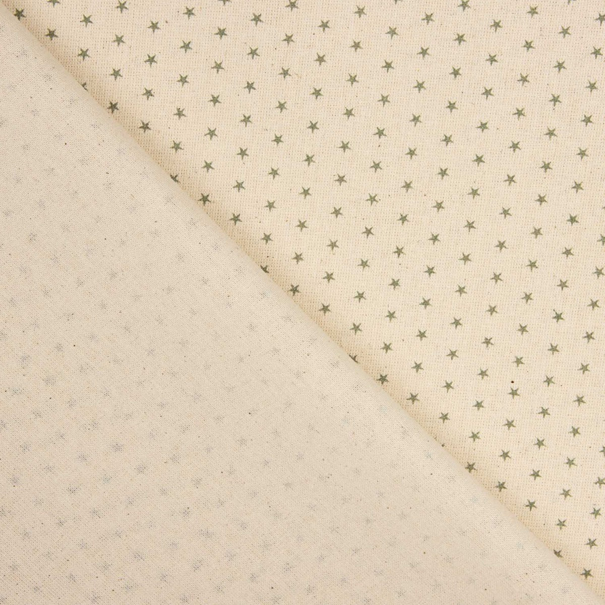 Popelín Estampado Estrellas Verde-Crudo - Ribes y Casals