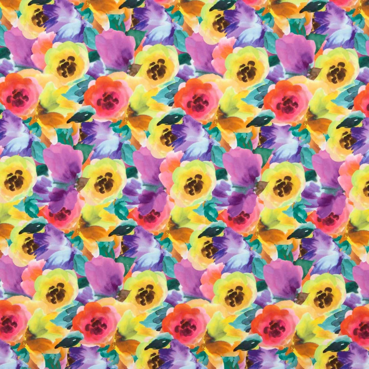 Crêpe Ligero Estampado Floral Acuarela Multicolor - Ribes y Casals