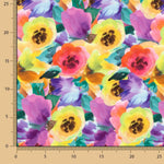 Crêpe Ligero Estampado Floral Acuarela Multicolor - Ribes y Casals