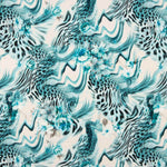 Crêpe Ligero Estampado Animal Print Floral Azul - Ribes y Casals