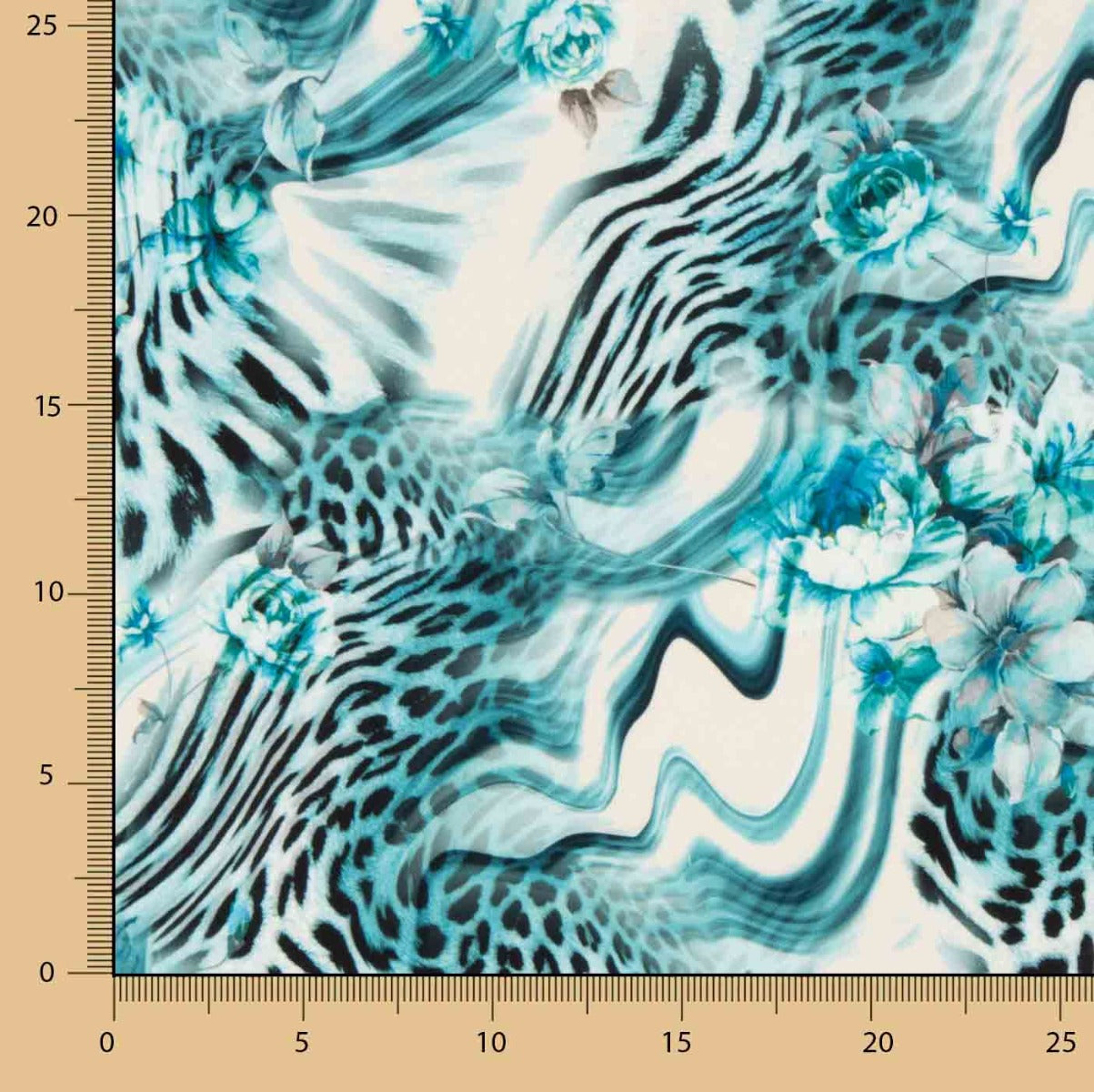 Crêpe Ligero Estampado Animal Print Floral Azul - Ribes y Casals