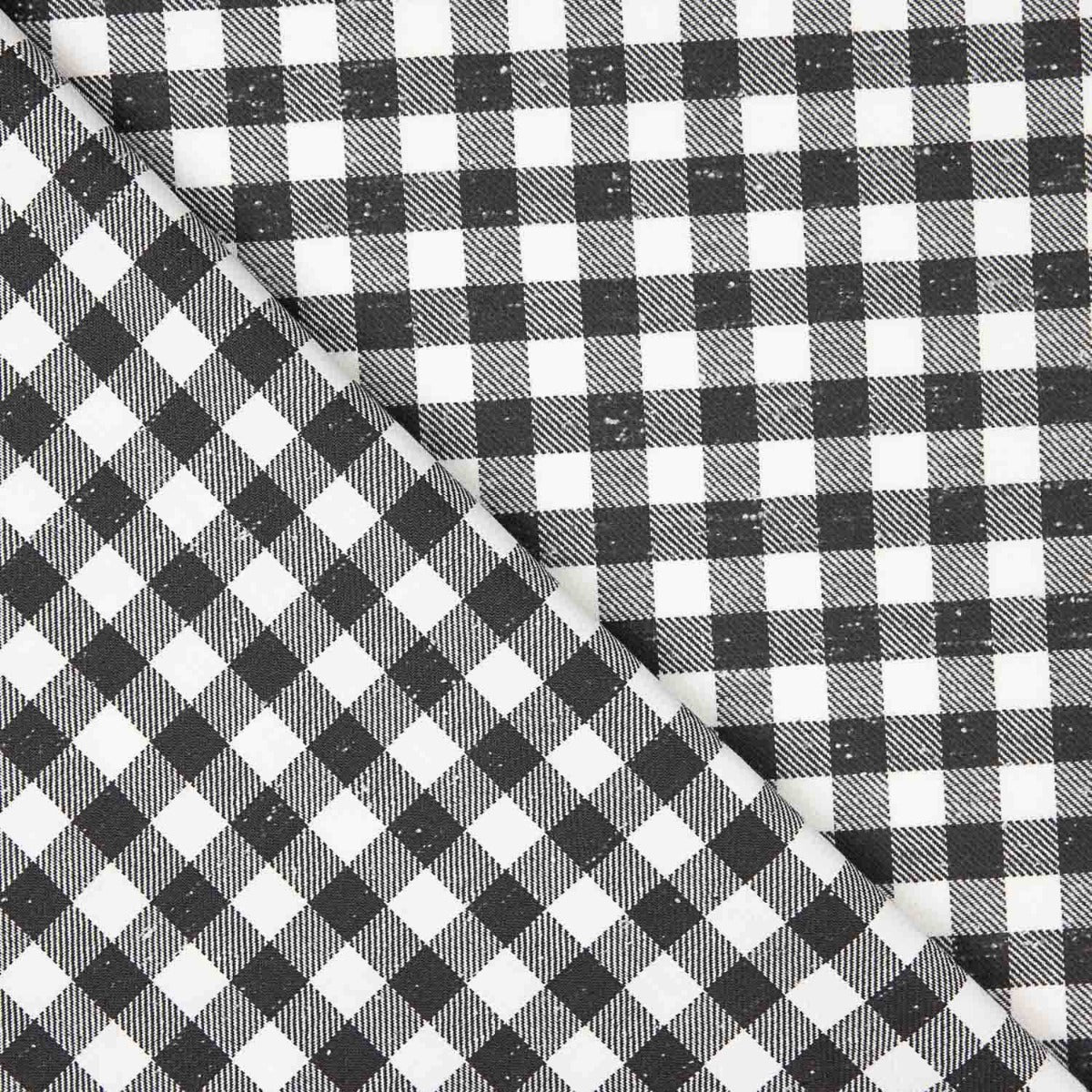 Viyela Algodón Vichy Jaspeada Blanco y Negro - Ribes y Casals