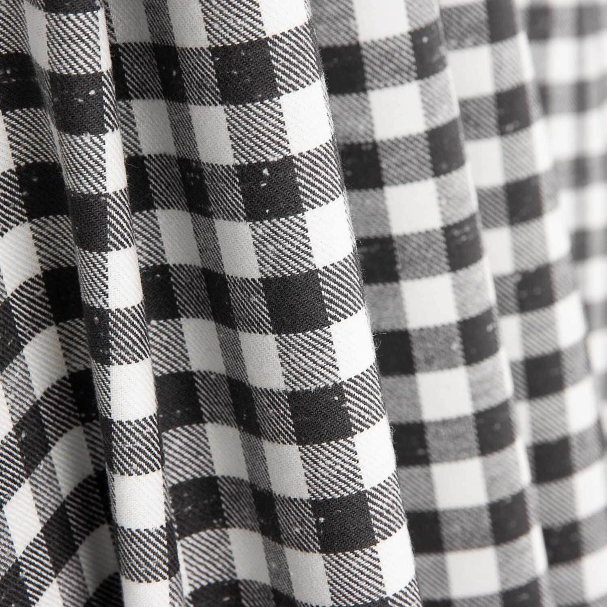 Viyela Algodón Vichy Jaspeada Blanco y Negro - Ribes y Casals