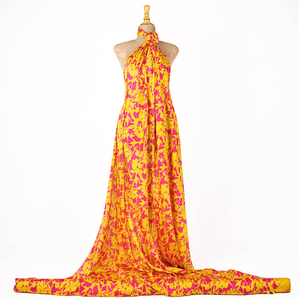 Satén Estampado Shadow Rosa-Amarillo - Ribes y Casals