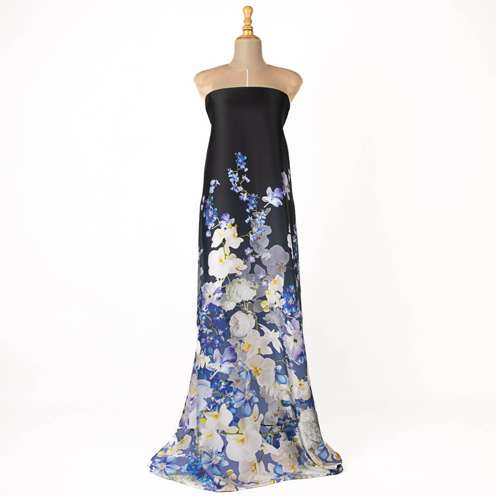 Satén Estampado Romantic Flor Azul - Ribes y Casals