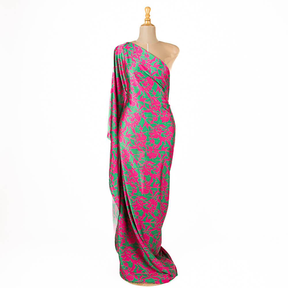 Satén Estampado Shadow Fucsia-Verde - Ribes y Casals