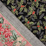 Popelín Algodón Flores Navidad Negro - Ribes y Casals