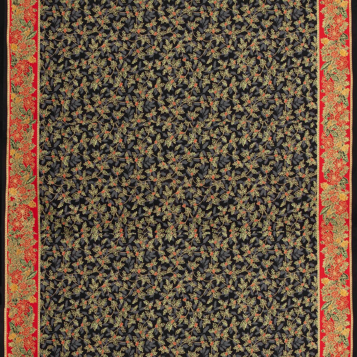 Popelín Algodón Flores Navidad Negro - Ribes y Casals