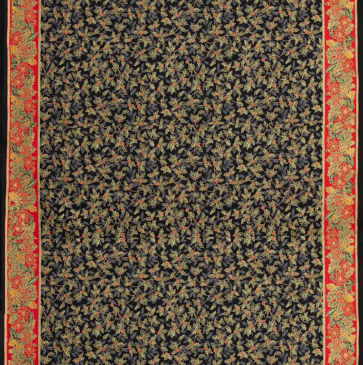 Popelín Algodón Flores Navidad Negro - Ribes y Casals