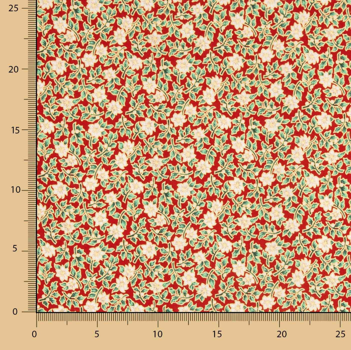Popelín Navidad Poinsettias Rojo - Ribes y Casals
