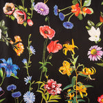 Satén Estampado Multi Flor Negro - Ribes y Casals