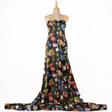 Satén Estampado Multi Flor Negro - Ribes y Casals