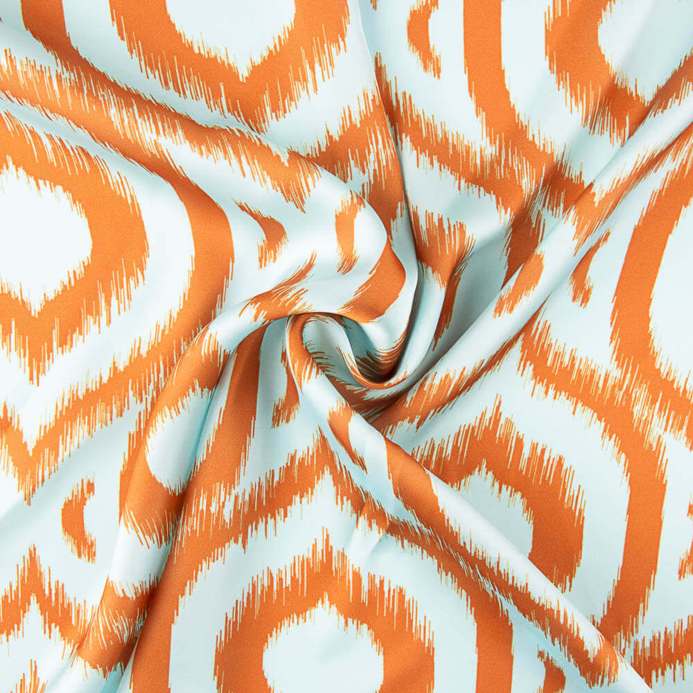 Satén Estampado Checker Geo Naranja - Ribes y Casals