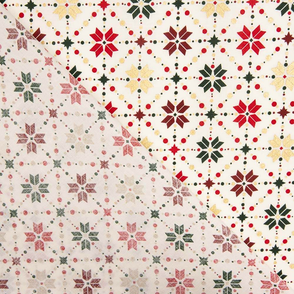 Popelín Navidad Star Geo Crudo - Ribes y Casals