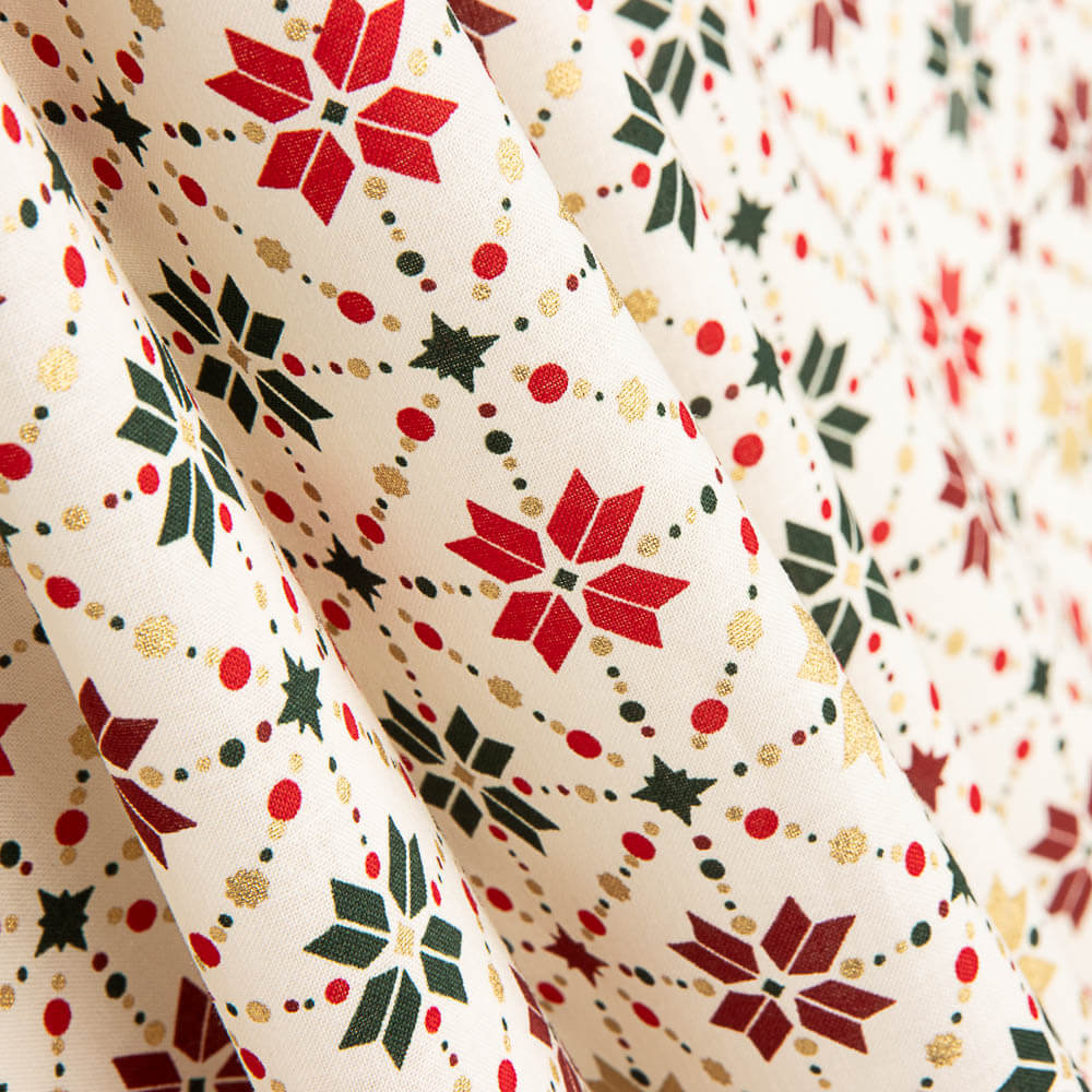 Popelín Navidad Star Geo Crudo - Ribes y Casals