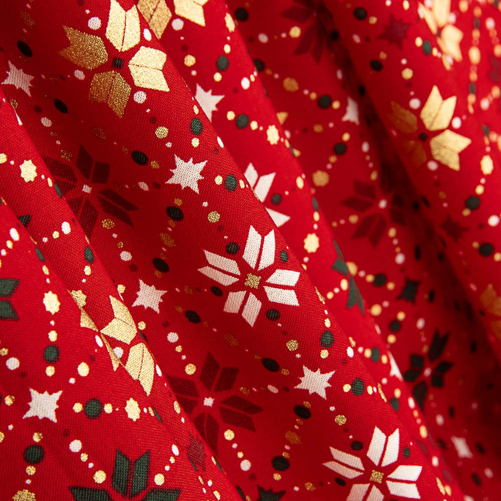 Popelín Navidad Star Geo Rojo - Ribes y Casals