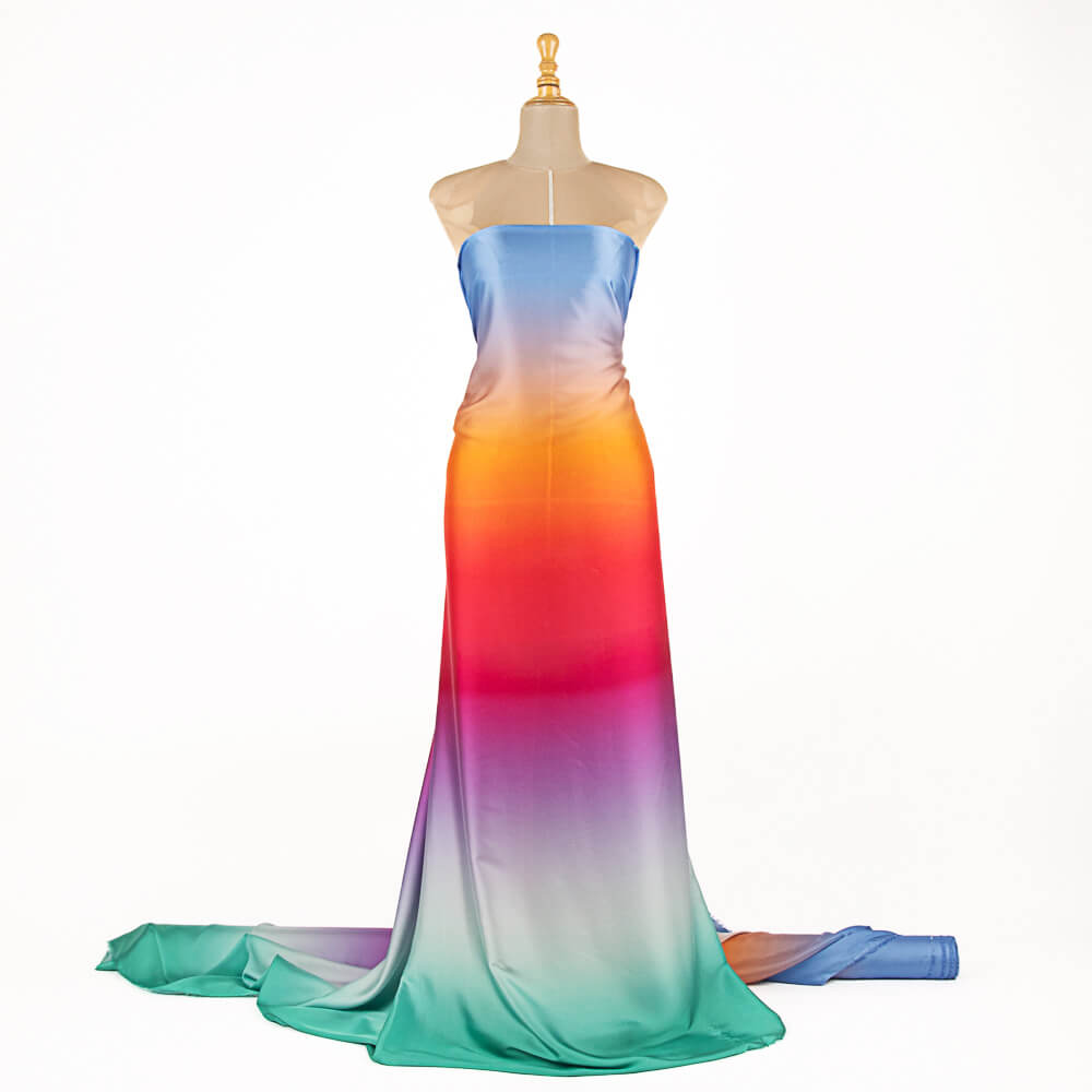 Satén Estampado Rainbow Fresa - Ribes y Casals