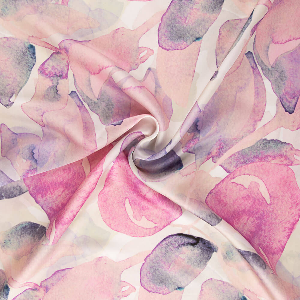 Satén Estampado Acuarela Rosado - Ribes y Casals