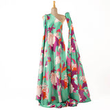 Satén Estampado Floral Deco Verde - Ribes y Casals