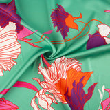 Satén Estampado Floral Deco Verde - Ribes y Casals