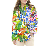 Satén Seda Natural Estampado Floral Azul - Ribes y Casals