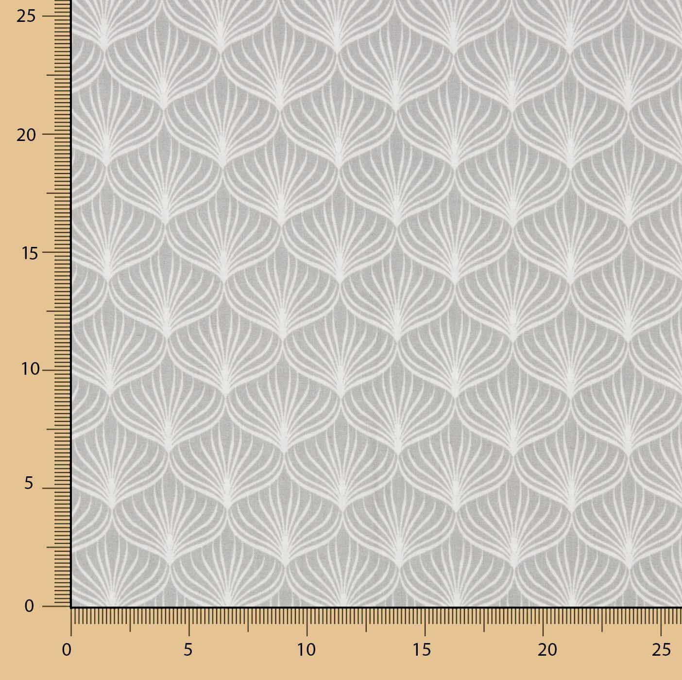 Percal Algodón Estampado Hojas Gris Fondo Blanco - Ribes y Casals